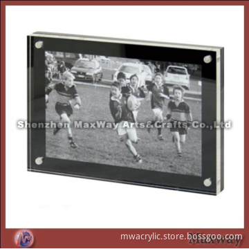 Square Black Acrylic/Lucite Photo/Picture Frame with Four Magnets
